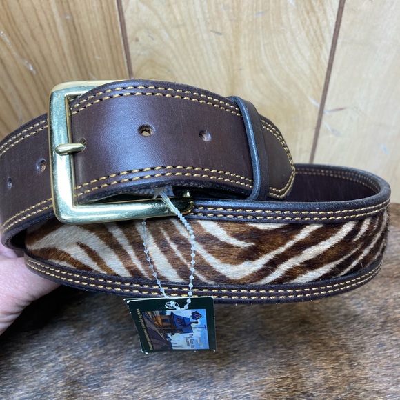 Green Hills Handmade Zebra Cowhide Belt ladies XL - Picture 1 of 9